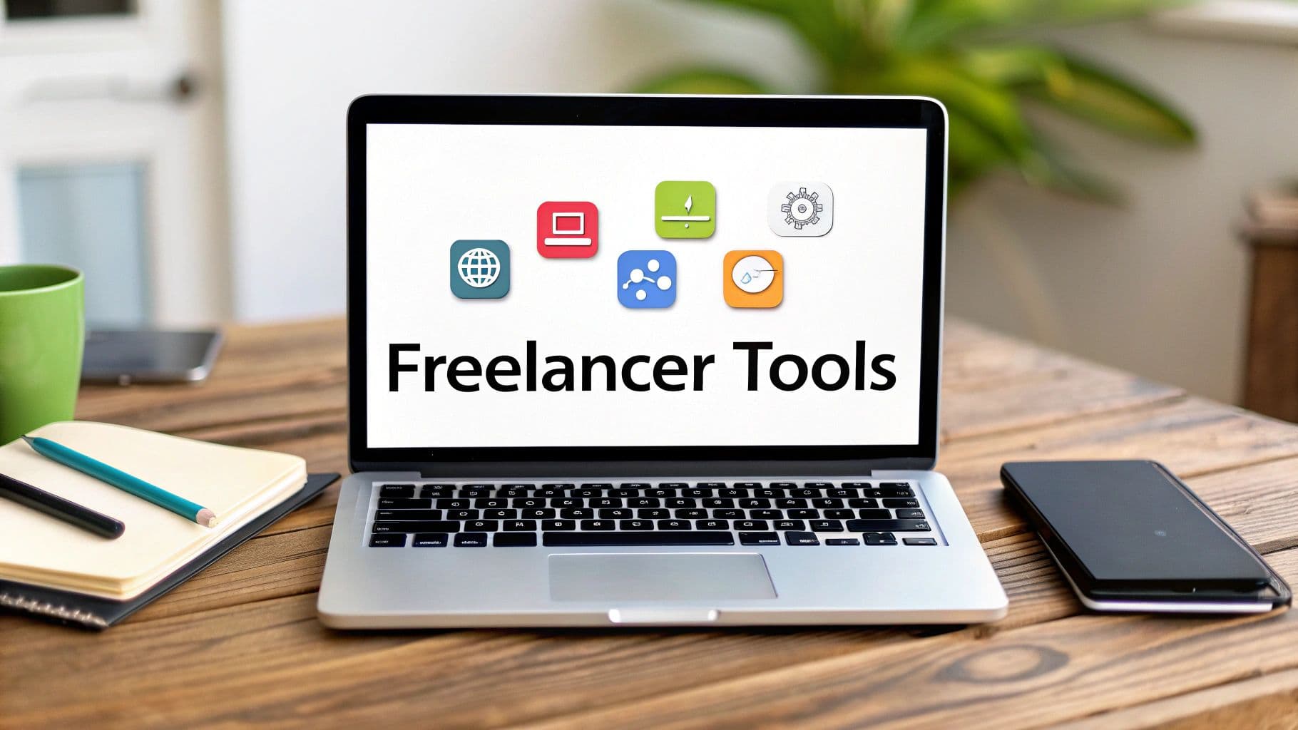Freelancer using tools on laptop